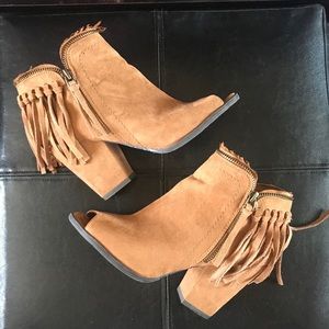 Fringe Open Toe Booties